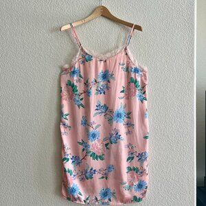 Light Pink Floral Mid Length Slip Night Dress